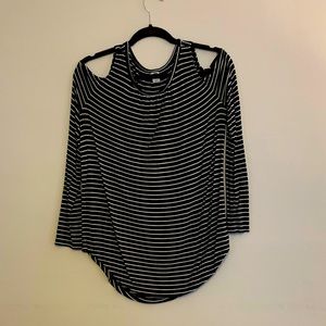 Old Navy - Black and White Striped Cold Shoulder top - Size Small